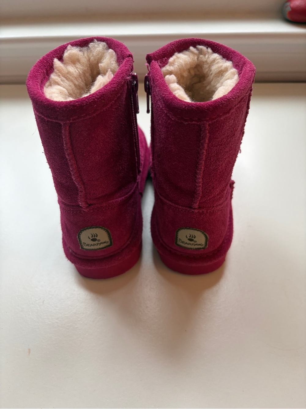 BearPaw Girls Magenta Suede Shearling Boots